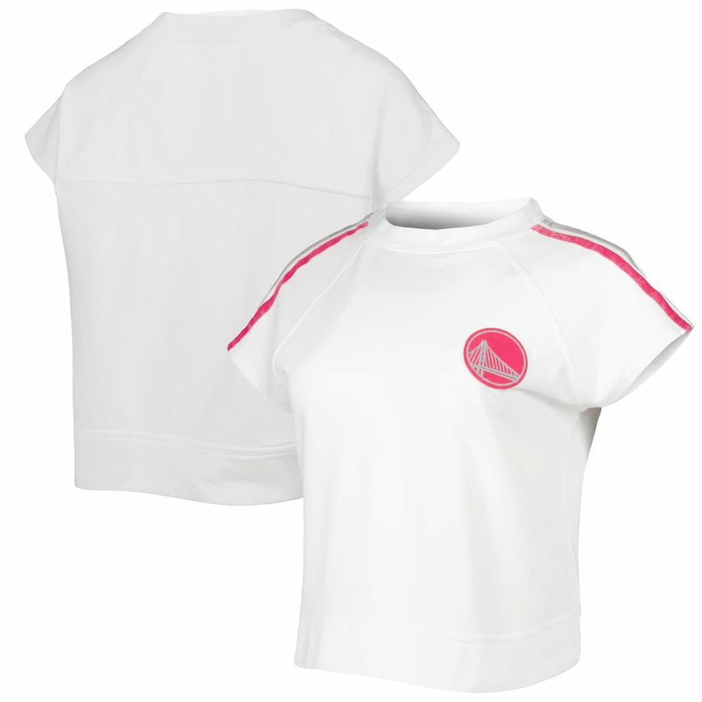 Golden State Warriors Lusso Women's Margot Cropped Tri-Blend Cap Sleeve Sweatshirt White - NBA