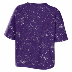 Los Angeles Lakers WEAR by Erin Andrews Women's Bleach Splatter Notch Neck T-Shirt Purple - NBA