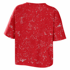 Toronto Raptors WEAR by Erin Andrews Women's Bleach Splatter Notch Neck T-Shirt Red - NBA