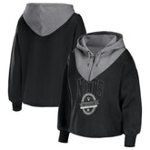 Brooklyn Nets WEAR by Erin Andrews Women's Pieced Quarter-Zip Hoodie Jacket Black - NBA