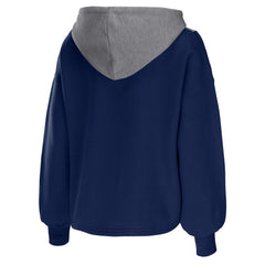 Dallas Mavericks WEAR by Erin Andrews Women's Pieced Quarter-Zip Hoodie Jacket Navy - NBA