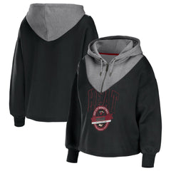 Miami Heat WEAR by Erin Andrews Women's Pieced Quarter-Zip Hoodie Jacket Black - NBA