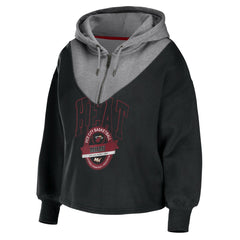 Miami Heat WEAR by Erin Andrews Women's Pieced Quarter-Zip Hoodie Jacket Black - NBA
