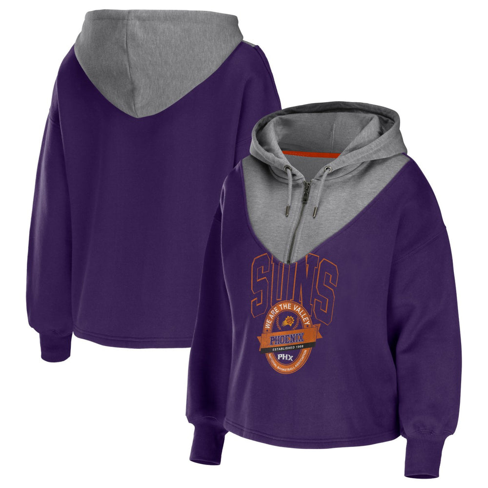 Phoenix Suns WEAR by Erin Andrews Women's Pieced Quarter-Zip Hoodie Jacket Purple - NBA