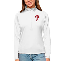 Philadelphia Phillies Antigua Women's Tribute Quarter-Zip Pullover Top - MLB