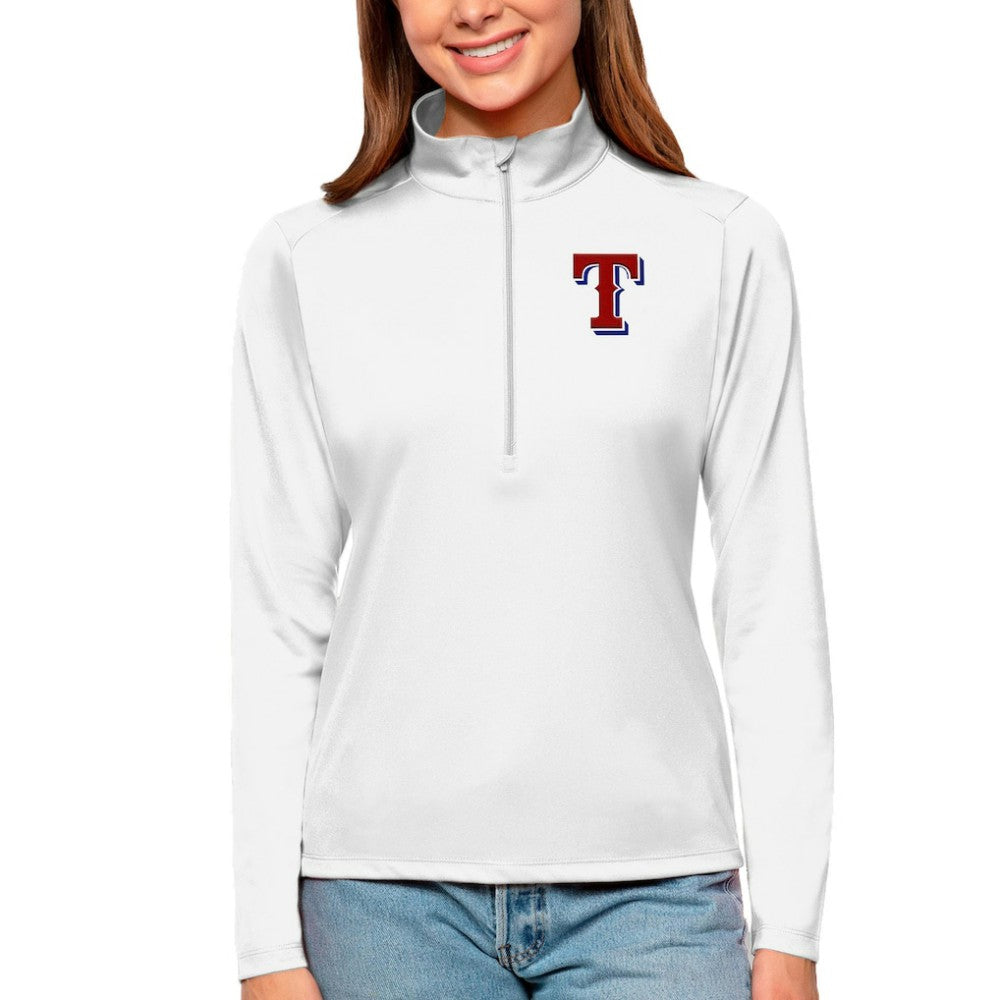 Texas Rangers Antigua Women's Tribute Quarter-Zip Pullover Top - MLB