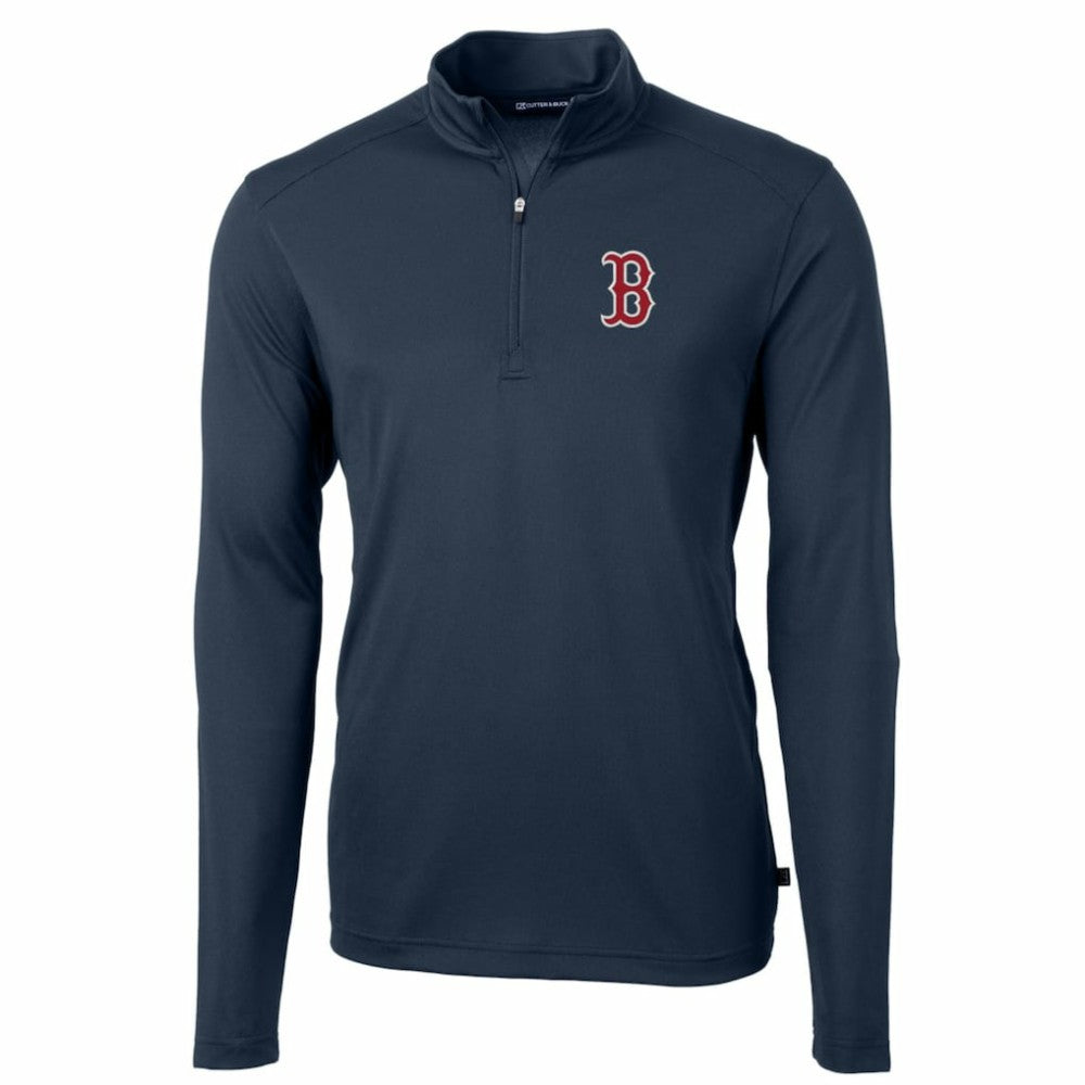 Boston Red Sox Cutter & Buck Big & Tall Virtue Eco Pique Quarter-Zip Pullover Jacket - MLB