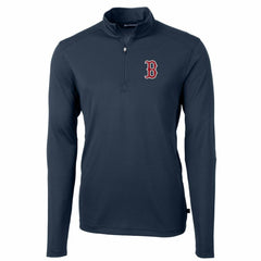 Boston Red Sox Cutter & Buck Big & Tall Virtue Eco Pique Quarter-Zip Pullover Jacket - MLB