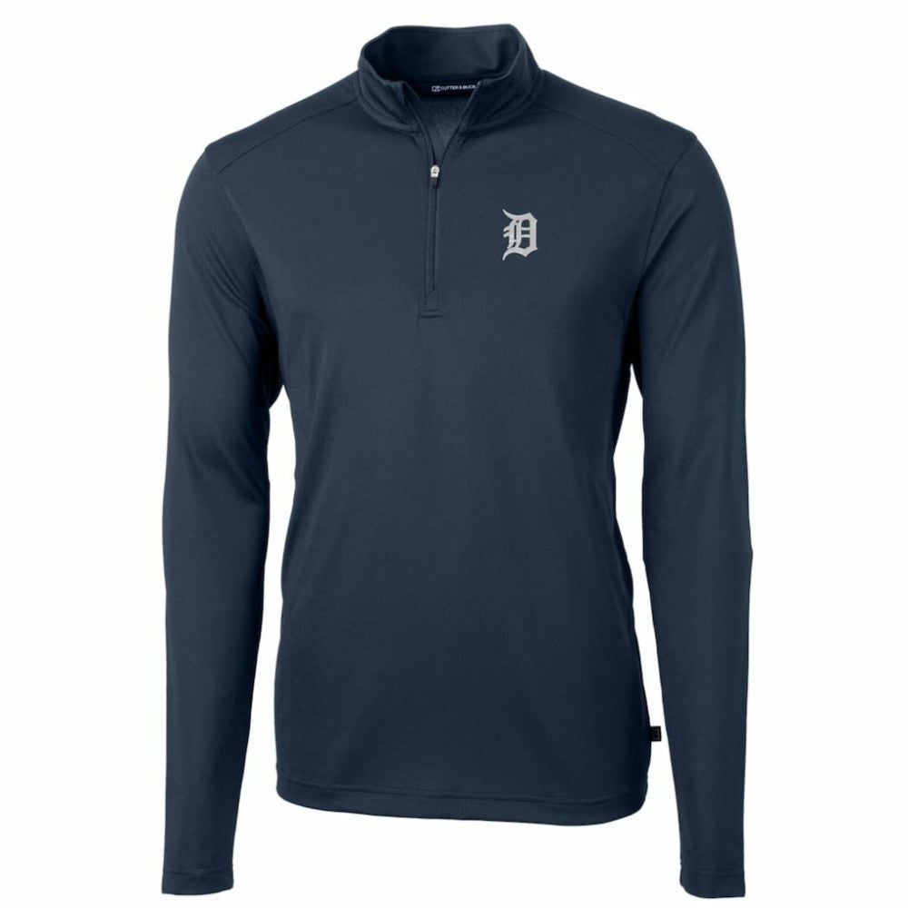 Detroit Tigers Cutter & Buck Big & Tall Virtue Eco Pique Quarter-Zip Pullover Jacket - MLB