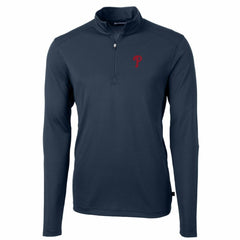 Philadelphia Phillies Cutter & Buck Big & Tall Virtue Eco Pique Quarter-Zip Pullover Jacket - MLB