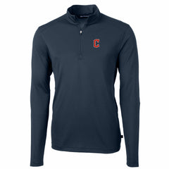 Cleveland Guardians Cutter & Buck Big & Tall Virtue Eco Pique Quarter-Zip Pullover Jacket - MLB