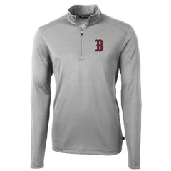 Boston Red Sox Cutter & Buck Big & Tall Virtue Eco Pique Quarter-Zip Pullover Jacket - MLB