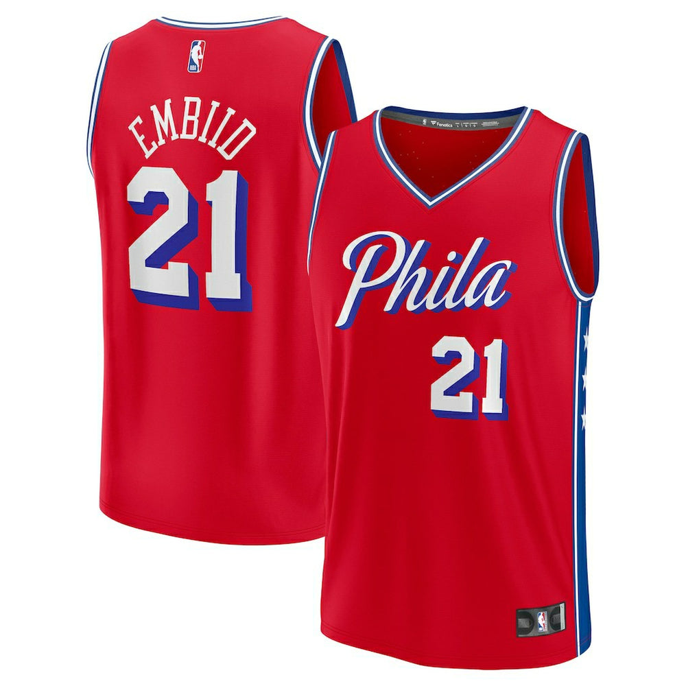 Joel Embiid Philadelphia 76ers Fast Break Replica Player Jersey Statement Edition Red - NBA