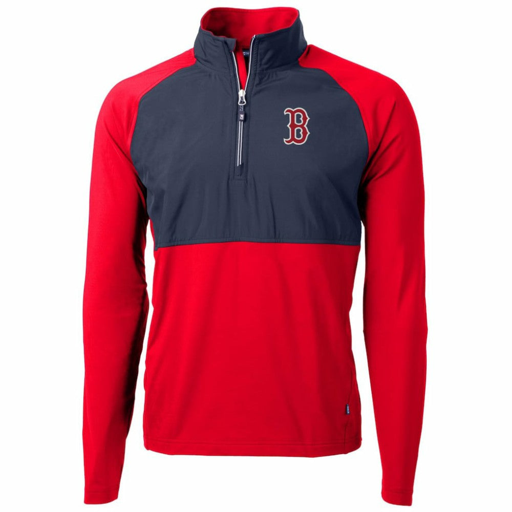 Boston Red Sox Cutter & Buck Adapt Eco Knit Hybrid Recycled Quarter-Zip Pullover Jacket - MLB