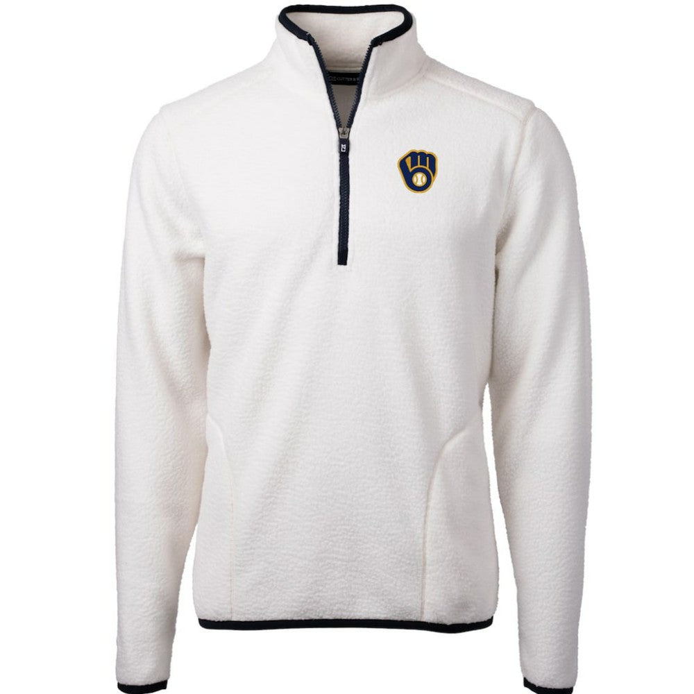 Milwaukee Brewers Cutter & Buck Cascade Eco Sherpa Fleece Quarter-Zip Pullover Jacket - MLB