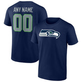 Seattle Seahawks Team Authentic Personalized Name & Number T-Shirt College Navy | NFL