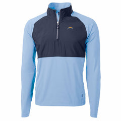 Los Angeles Chargers Cutter & Buck Adapt Eco Knit Hybrid Recycled Quarter-Zip Raglan Jacket Navy/Powder Blue | NFL