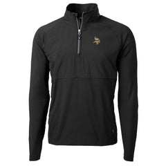 Minnesota Vikings Cutter & Buck Adapt Eco Knit Hybrid Recycled Quarter-Zip Raglan Jacket Black | NFL
