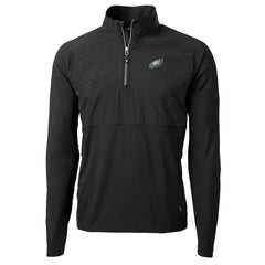 Philadelphia Eagles Cutter & Buck Adapt Eco Knit Hybrid Recycled Quarter-Zip Raglan Jacket Black | NFL