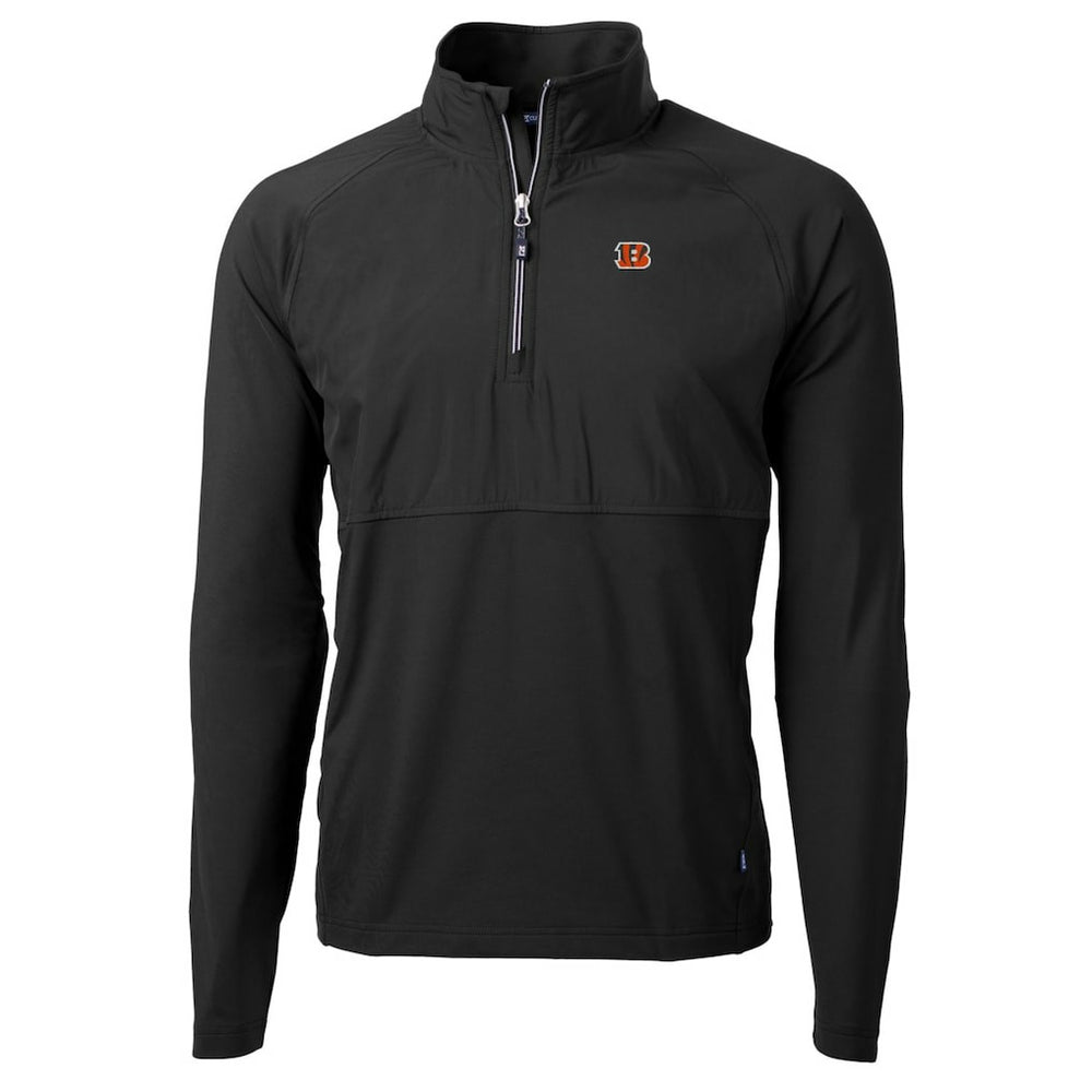 Cincinnati Bengals Cutter & Buck Adapt Eco Knit Hybrid Recycled Quarter-Zip Raglan Jacket Black | NFL