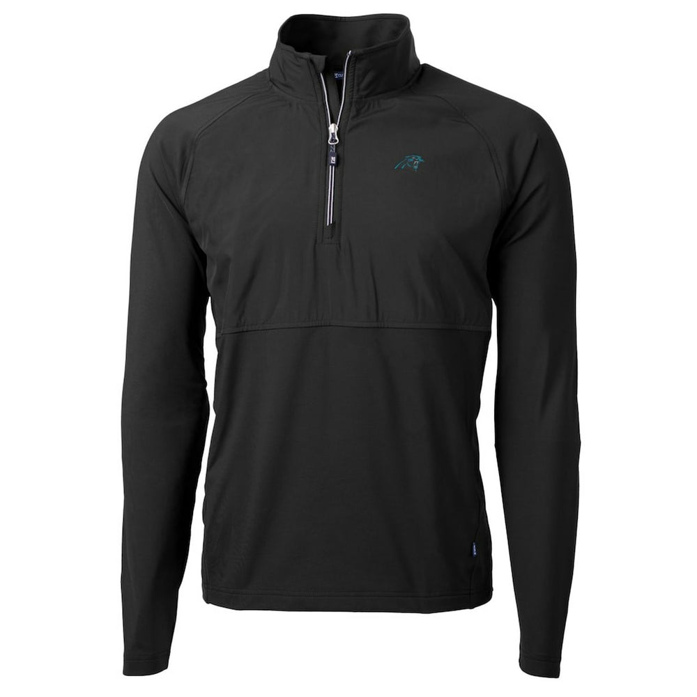 Carolina Panthers Cutter & Buck Adapt Eco Knit Hybrid Recycled Quarter-Zip Raglan Jacket Black | NFL