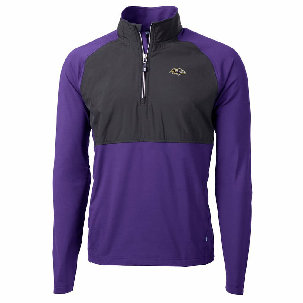 Baltimore Ravens Cutter & Buck Adapt Eco Knit Hybrid Recycled Quarter-Zip Raglan Jacket Black/Purple | NFL