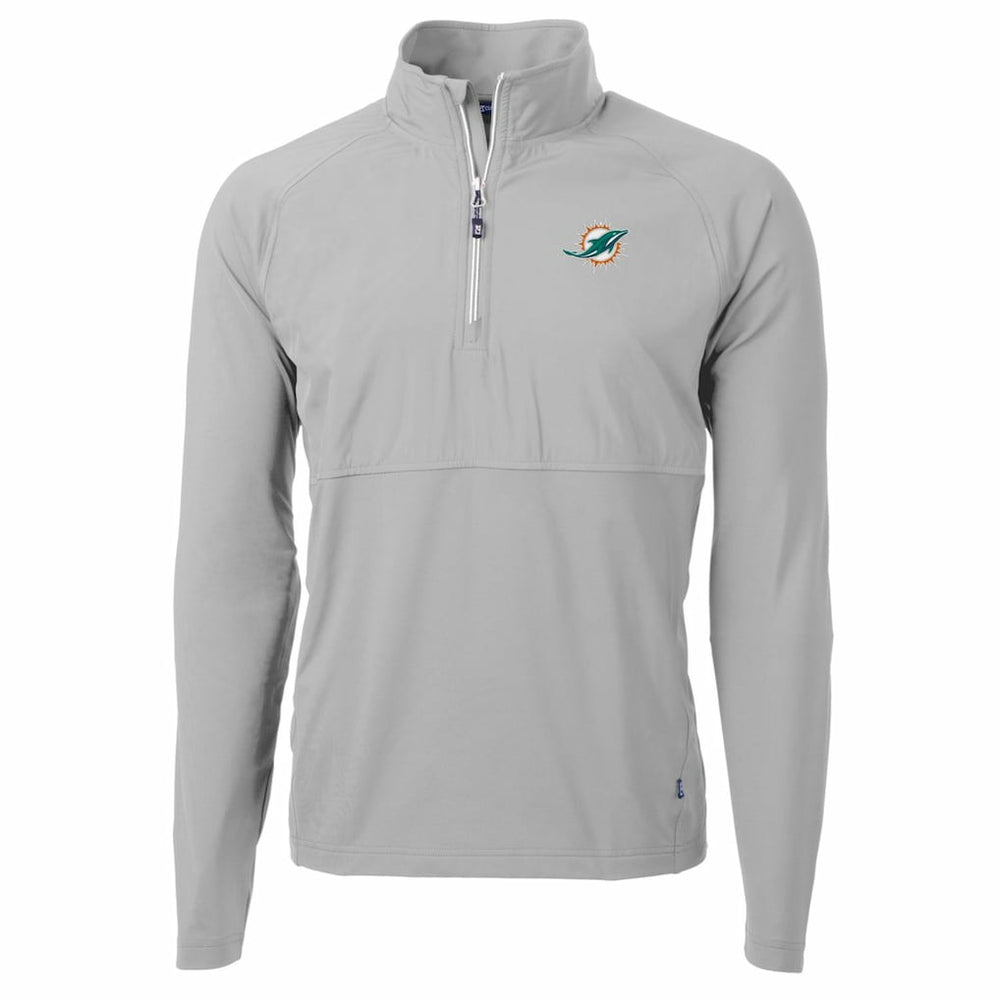 Miami Dolphins Cutter & Buck Adapt Eco Knit Hybrid Recycled Quarter-Zip Raglan Jacket Gray | NFL