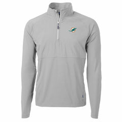 Miami Dolphins Cutter & Buck Adapt Eco Knit Hybrid Recycled Quarter-Zip Raglan Jacket Gray | NFL