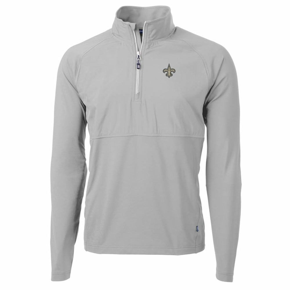 New Orleans Saints Cutter & Buck Adapt Eco Knit Hybrid Recycled Quarter-Zip Raglan Jacket Gray | NFL