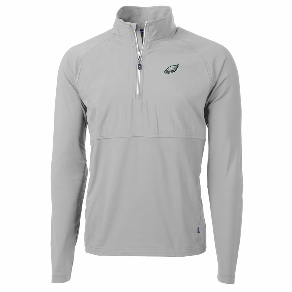 Philadelphia Eagles Cutter & Buck Adapt Eco Knit Hybrid Recycled Quarter-Zip Raglan Jacket Gray | NFL