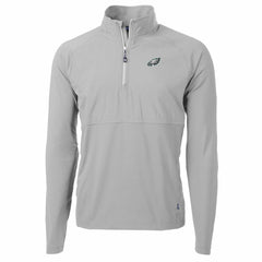 Philadelphia Eagles Cutter & Buck Adapt Eco Knit Hybrid Recycled Quarter-Zip Raglan Jacket Gray | NFL