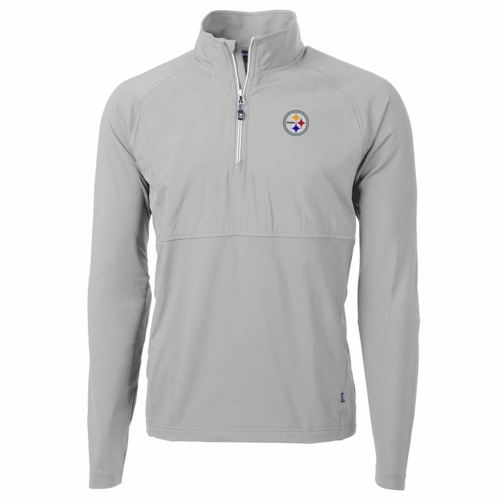 Pittsburgh Steelers Cutter & Buck Adapt Eco Knit Hybrid Recycled Quarter-Zip Raglan Jacket Gray | NFL