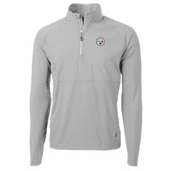 Pittsburgh Steelers Cutter & Buck Adapt Eco Knit Hybrid Recycled Quarter-Zip Raglan Jacket Gray | NFL