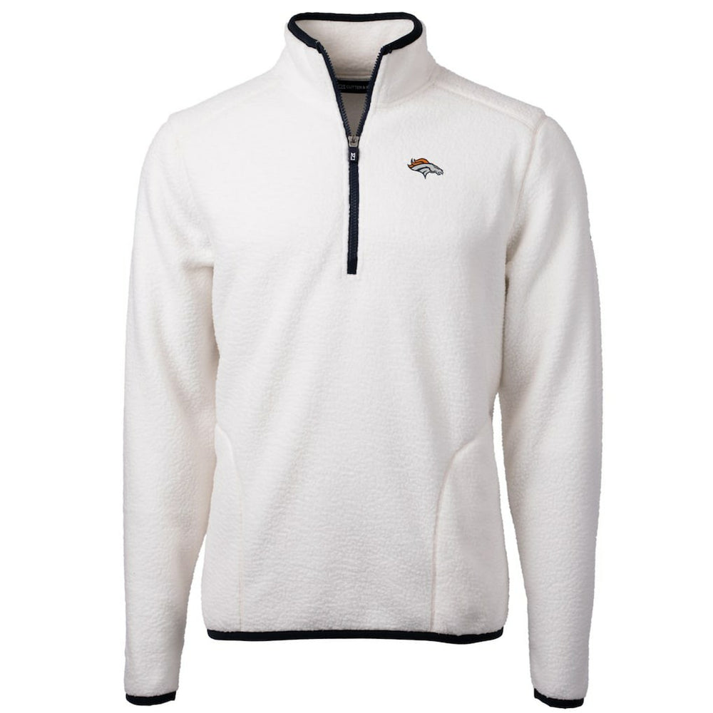 Denver Broncos Cutter & Buck Cascade Eco Sherpa Fleece Quarter-Zip Pullover Jacket White | NFL