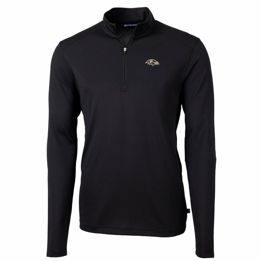 Baltimore Ravens Cutter & Buck Big & Tall Virtue Eco Pique Quarter-Zip Pullover Jacket Black | NFL
