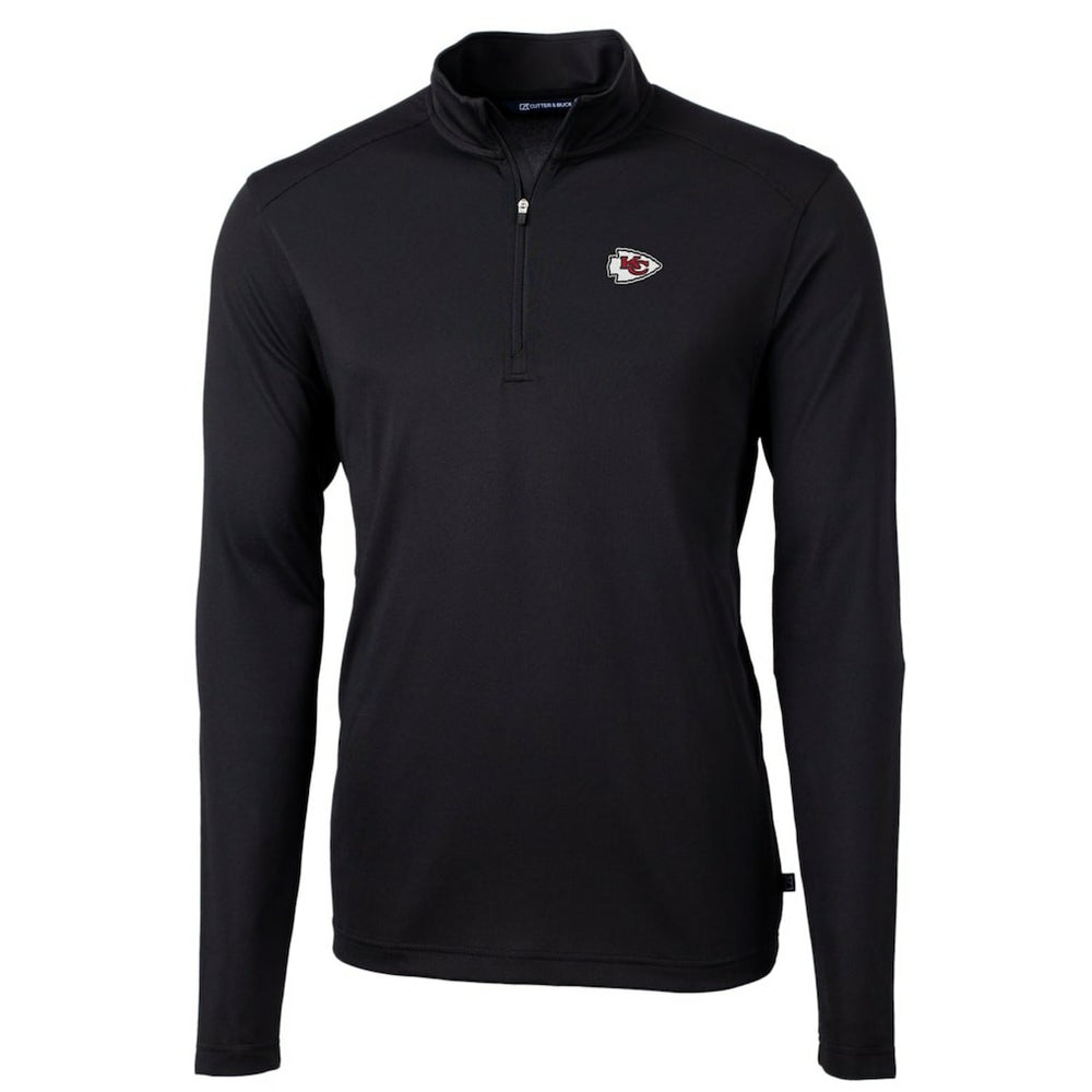 Kansas City Chiefs Cutter & Buck Big & Tall Virtue Eco Pique Quarter-Zip Pullover Jacket Black | NFL