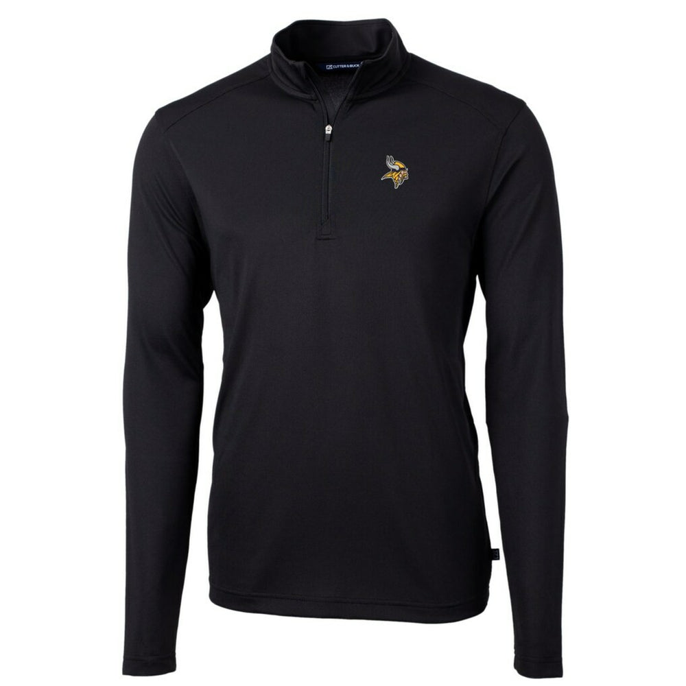 Minnesota Vikings Cutter & Buck Big & Tall Virtue Eco Pique Quarter-Zip Pullover Jacket Black | NFL
