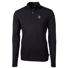 Minnesota Vikings Cutter & Buck Big & Tall Virtue Eco Pique Quarter-Zip Pullover Jacket Black | NFL