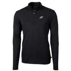 Philadelphia Eagles Cutter & Buck Big & Tall Virtue Eco Pique Quarter-Zip Pullover Jacket Black | NFL