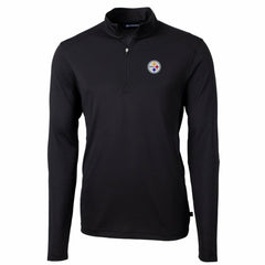 Pittsburgh Steelers Cutter & Buck Big & Tall Virtue Eco Pique Quarter-Zip Pullover Jacket Black | NFL