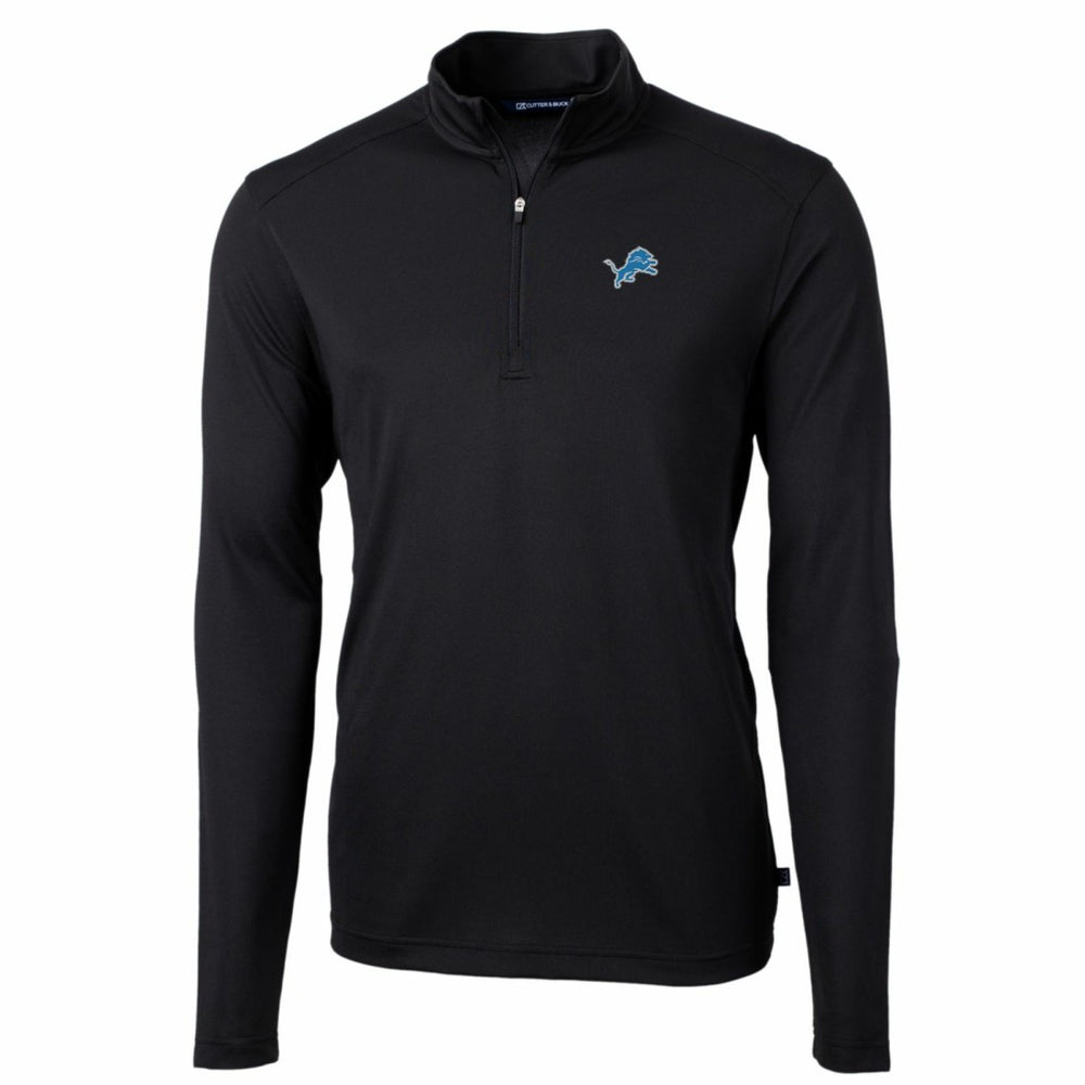 Detroit Lions Cutter & Buck Big & Tall Virtue Eco Pique Quarter-Zip Pullover Jacket Black | NFL