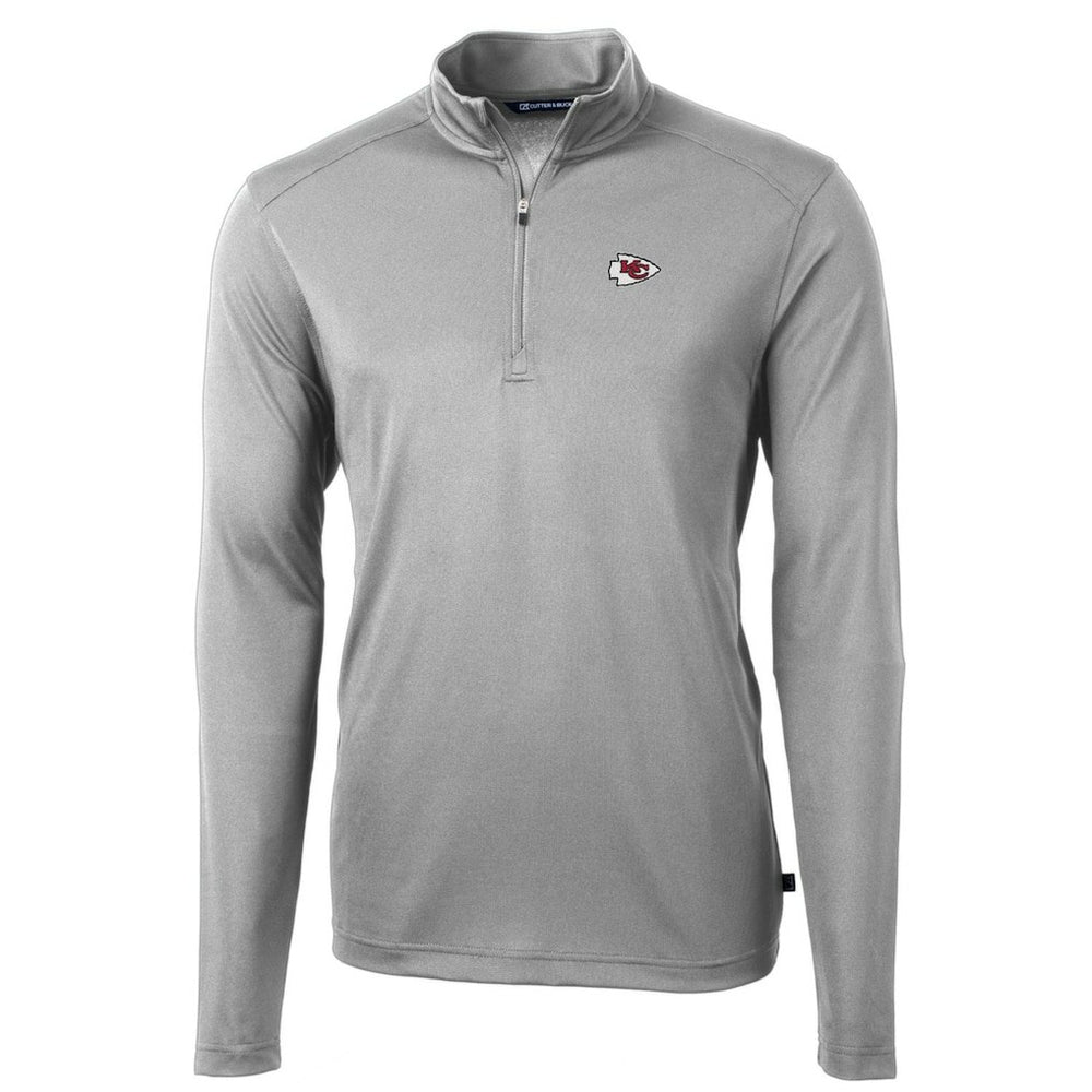Kansas City Chiefs Cutter & Buck Big & Tall Virtue Eco Pique Quarter-Zip Pullover Jacket Gray | NFL