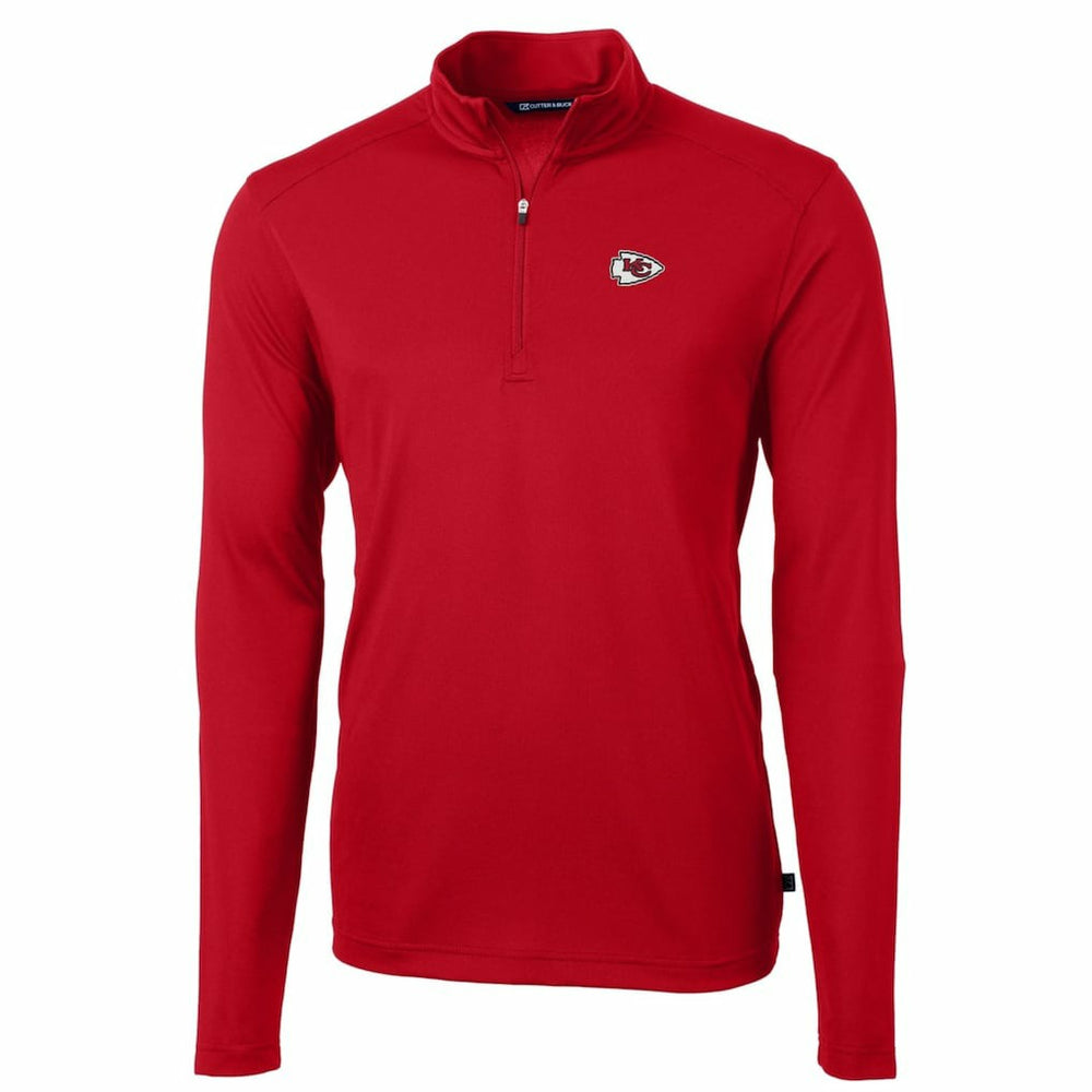 Kansas City Chiefs Cutter & Buck Big & Tall Virtue Eco Pique Quarter-Zip Pullover Jacket Red | NFL