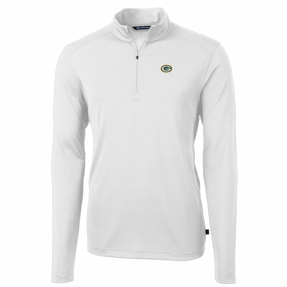 Green Bay Packers Cutter & Buck Big & Tall Virtue Eco Pique Quarter-Zip Pullover Jacket White | NFL