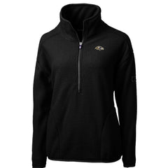 Baltimore Ravens Cutter & Buck Women's Cascade Eco Sherpa Fleece Half-Zip Pullover Jacket Black | NFL