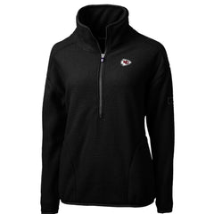 Kansas City Chiefs Cutter & Buck Women's Cascade Eco Sherpa Fleece Half-Zip Pullover Jacket Black | NFL