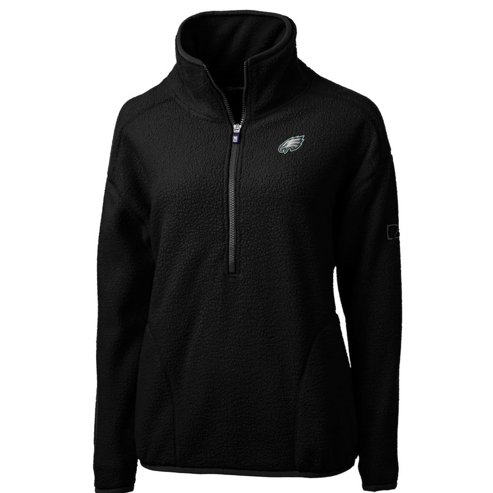 Philadelphia Eagles Cutter & Buck Women's Cascade Eco Sherpa Fleece Half-Zip Pullover Jacket Black | NFL