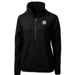 Pittsburgh Steelers Cutter & Buck Women's Cascade Eco Sherpa Fleece Half-Zip Pullover Jacket Black | NFL