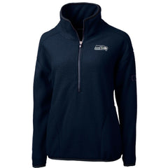 Seattle Seahawks Cutter & Buck Women's Cascade Eco Sherpa Fleece Half-Zip Pullover Jacket Navy | NFL