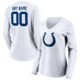 Indianapolis Colts Women's Team Authentic Logo Personalized Name & Number V-Neck Long Sleeve T-Shirt White | NFL